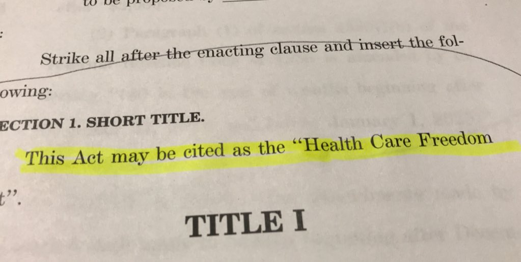 SenBobCasey's tweet photo. Can't make it up. It's called "health care freedom act." It frees people to be sick without insurance https://t.co/EpDP27dvFn