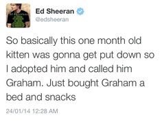SaveEdsTweets's tweet photo. That one time Ed adopted a kitten &amp; named him Graham. And a week later Graham had 63,000 followers 😺

#SaveEdsTweets via @kindaaadani https://t.co/sPu9bUVHce