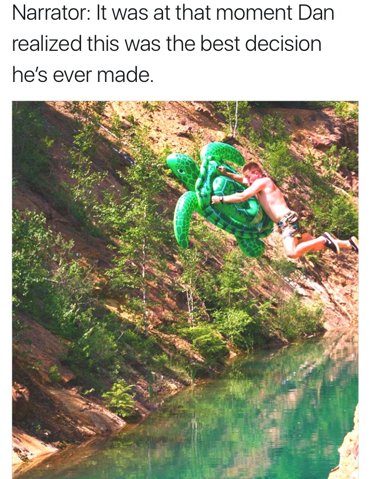Chubbies's tweet photo. [2 seconds later] Narrator: It was at that moment Dan realized this was NOT the best decision he’s ever made.

@ dan_brownstein #chubbies https://t.co/vmD405EqGP