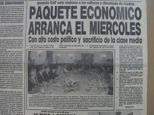 DOCU_90s_VE's tweet photo. #ElPrologo
#Ahora el recién electo presidente Carlos Andrés Pérez anuncia que el miércoles se implementará "paquete económico" https://t.co/OwyoJUcrCW