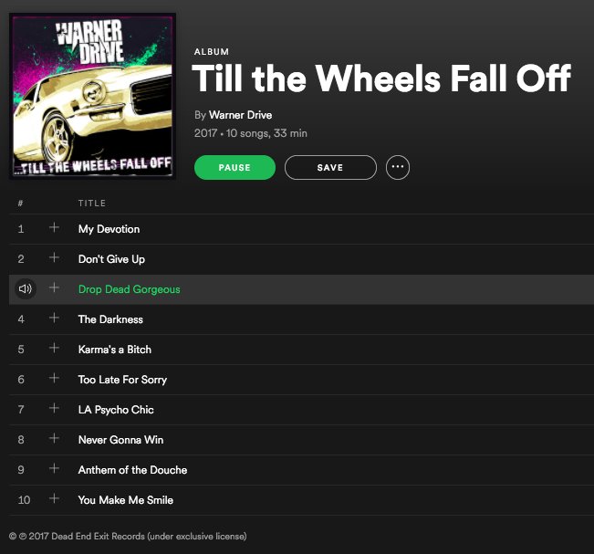 DeadEndExit's tweet photo. RELEASE - @WarnerDrive - "Till The Wheels Fall Off"
For fans of ROYAL REPUBLIC, Danko Jones, Rise Against......
https://t.co/NDNJKYi8BI https://t.co/86LokrzGdF