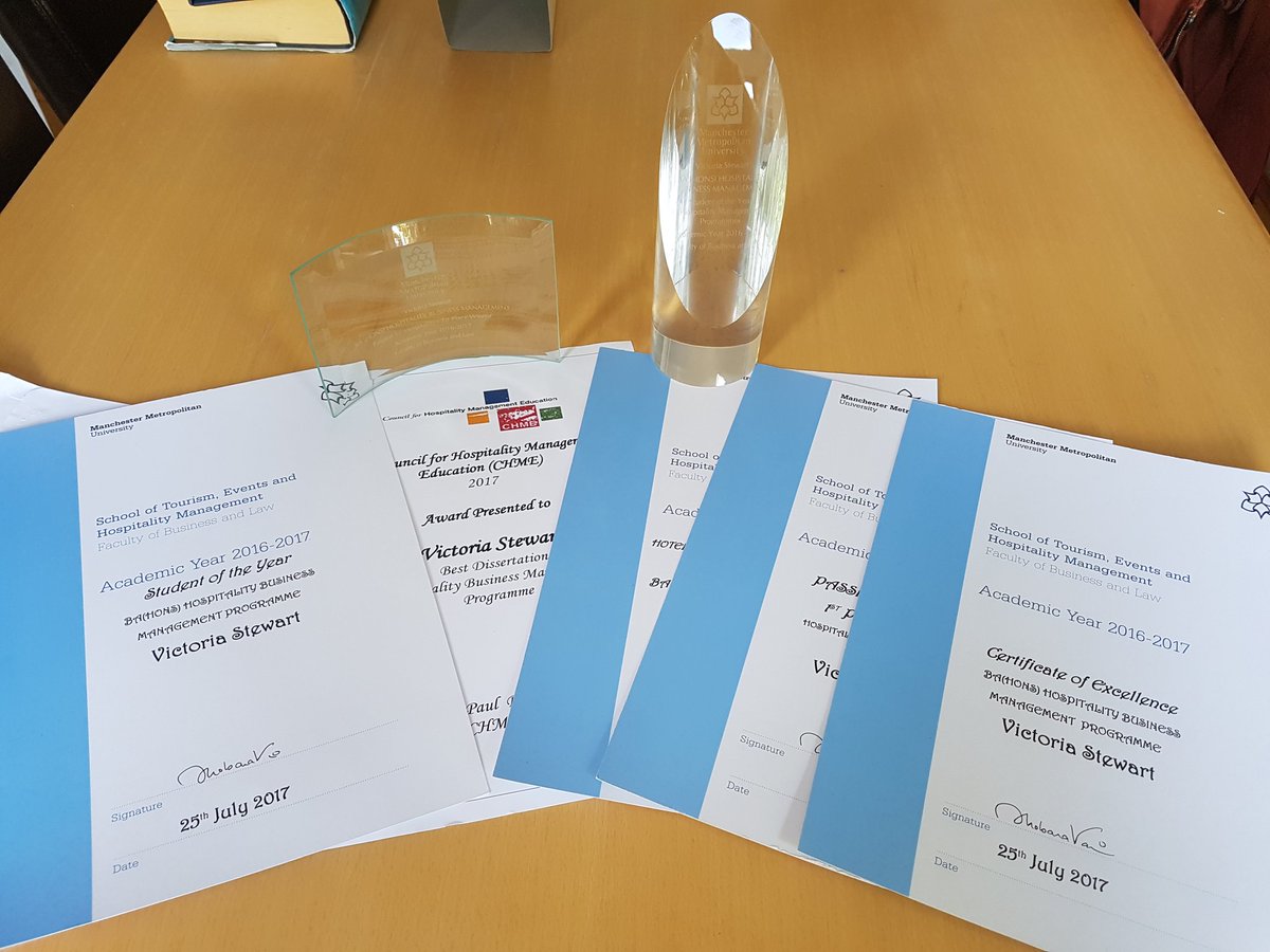 vstewart89's tweet photo. Proud to have graduated from @MMUHospBusMan with a 1st class honours &amp; being awarded Student of the year, Best Dissertation &amp; HOTS winner. https://t.co/trQc6I7uDF
