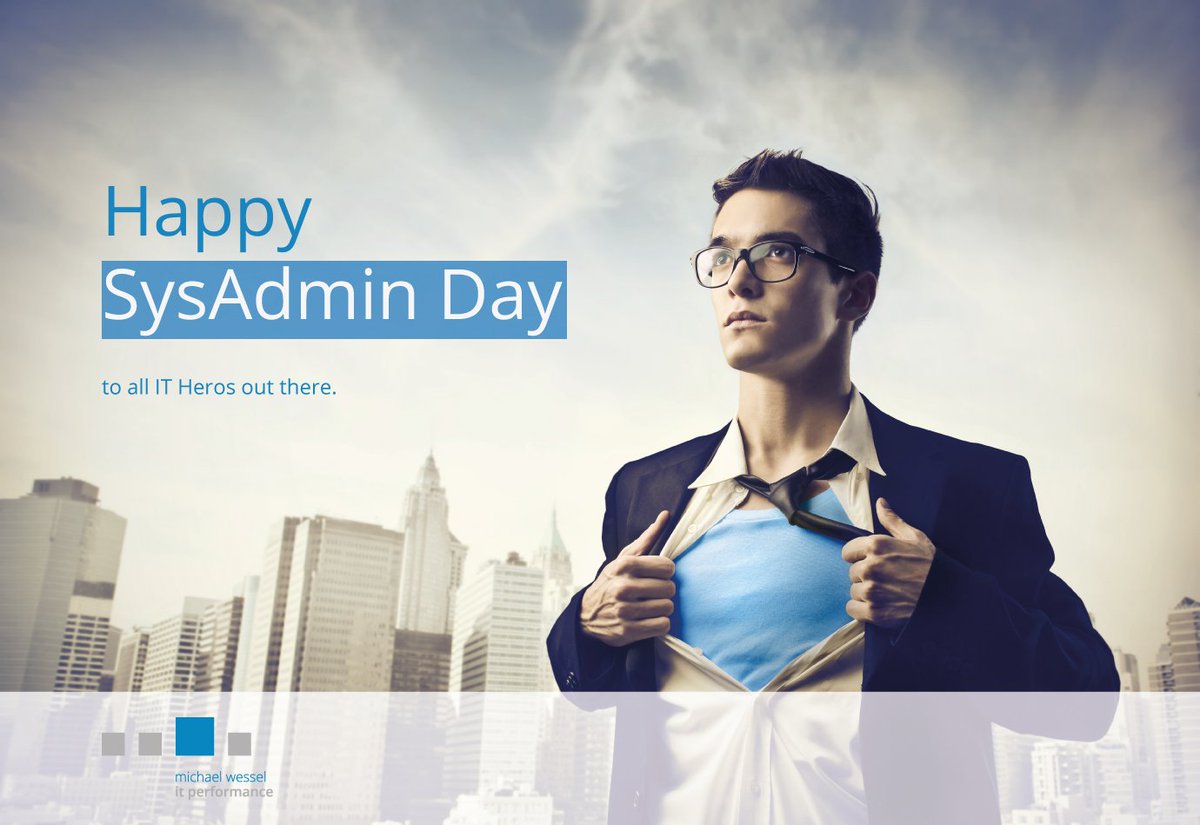 michael_wessel's tweet photo. Wir wünschen allen Systemadministratoren einen fröhlichen SysAdmin
Tag! #SysAdminDay #LegendsofIT https://t.co/Lb1JIPRw97