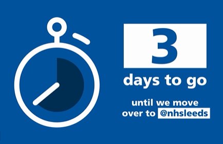 Don't forget we are switching to one CCG account for Leeds on Monday! Follow @nhsleeds for updates if you haven't already...