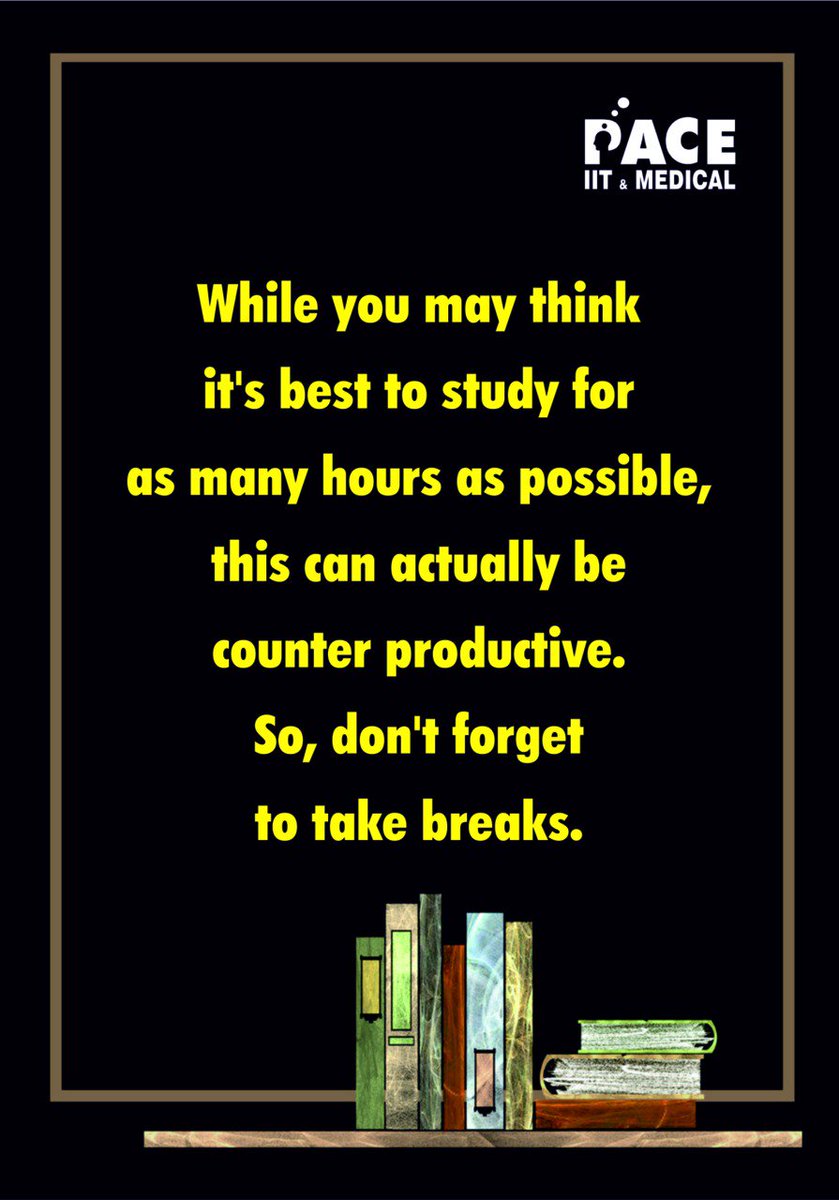 pace_medical's tweet photo. #StudyTip: Take breaks regularly.
#JEEAspirant #NEETAspirant #AIIMSAspirant #MedicalAspirant
#PaceIIT #PaceMedical https://t.co/Mr0MV6x4yr