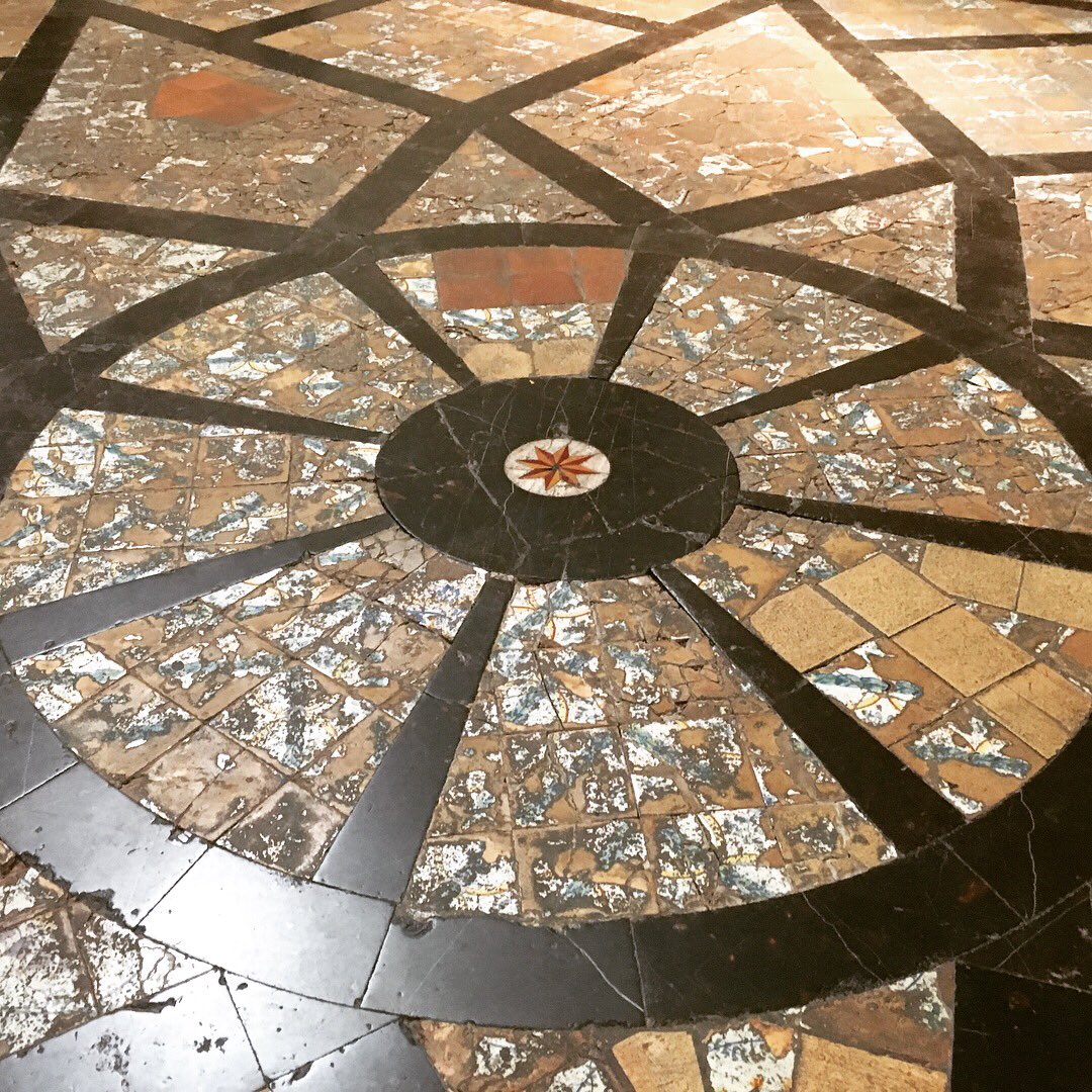 iteach66's tweet photo. This compass rose was on the floor of the monastery dating back to the 14th century. Valdimossa, Mallorca. https://t.co/wUd5C4PJd6