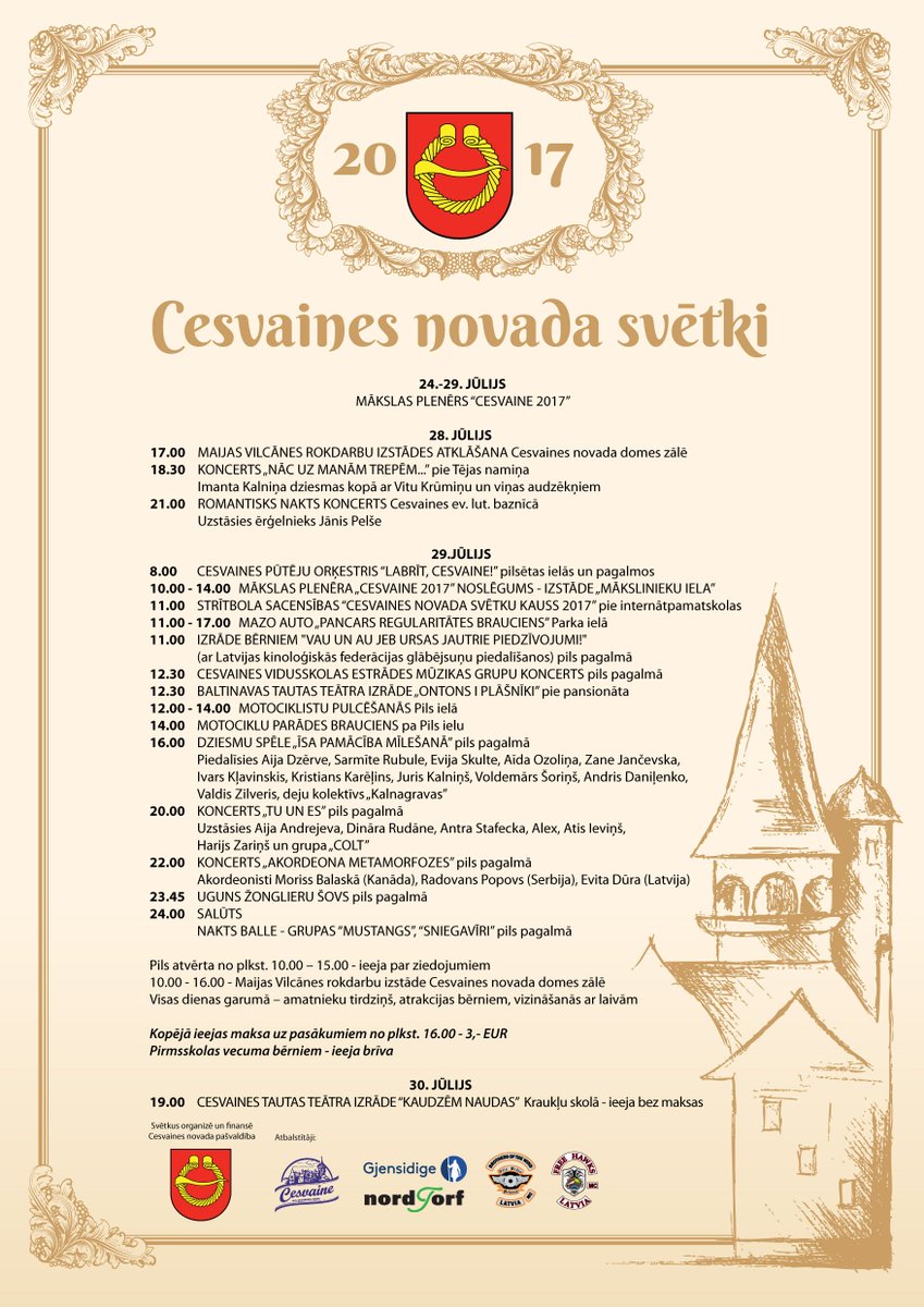 Cesvaines_AP's tweet photo. Šovakar aizsāksim Cesvaines novada svētku aktivitātes - izstādes atklāšana un vairāki koncerti. Nāc, svinēsim svētkus Cesvainē kopā! https://t.co/Qmu3jvsNzI