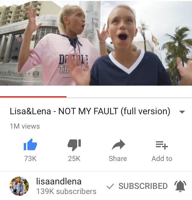 OMG!!!!! Congrats🎉 on 1 million views on youtube <a href="/lisaandlena/">Lisa&Lena</a> "Its not my fault😳" You guys had to drop a major song with 🔥lit lyrics.