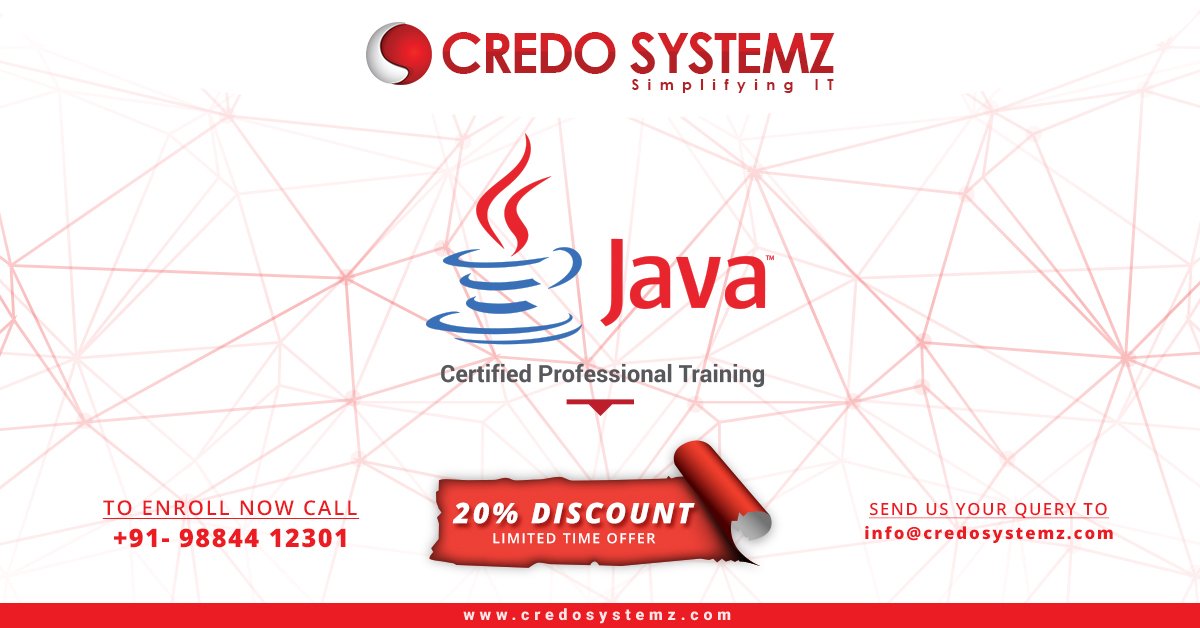 credosystemz's tweet photo. Enroll Now with 20% Offer - This intensive #Java #Training Program 
Check out : https://t.co/AyF3FSGMga
#javatraininginchennai #Offer #java https://t.co/5eaNgxTRtj