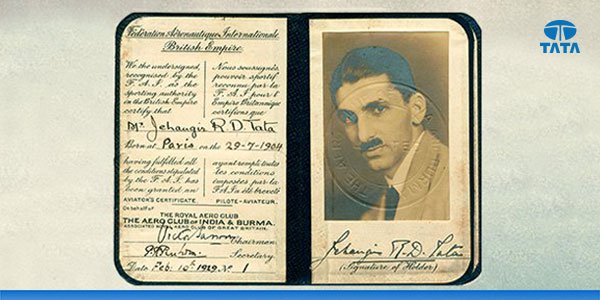 TataCompanies's tweet image. In 1929, #JRDTata was the proud recipient of the first pilot licence to be issued to an Indian—marked No. 1.