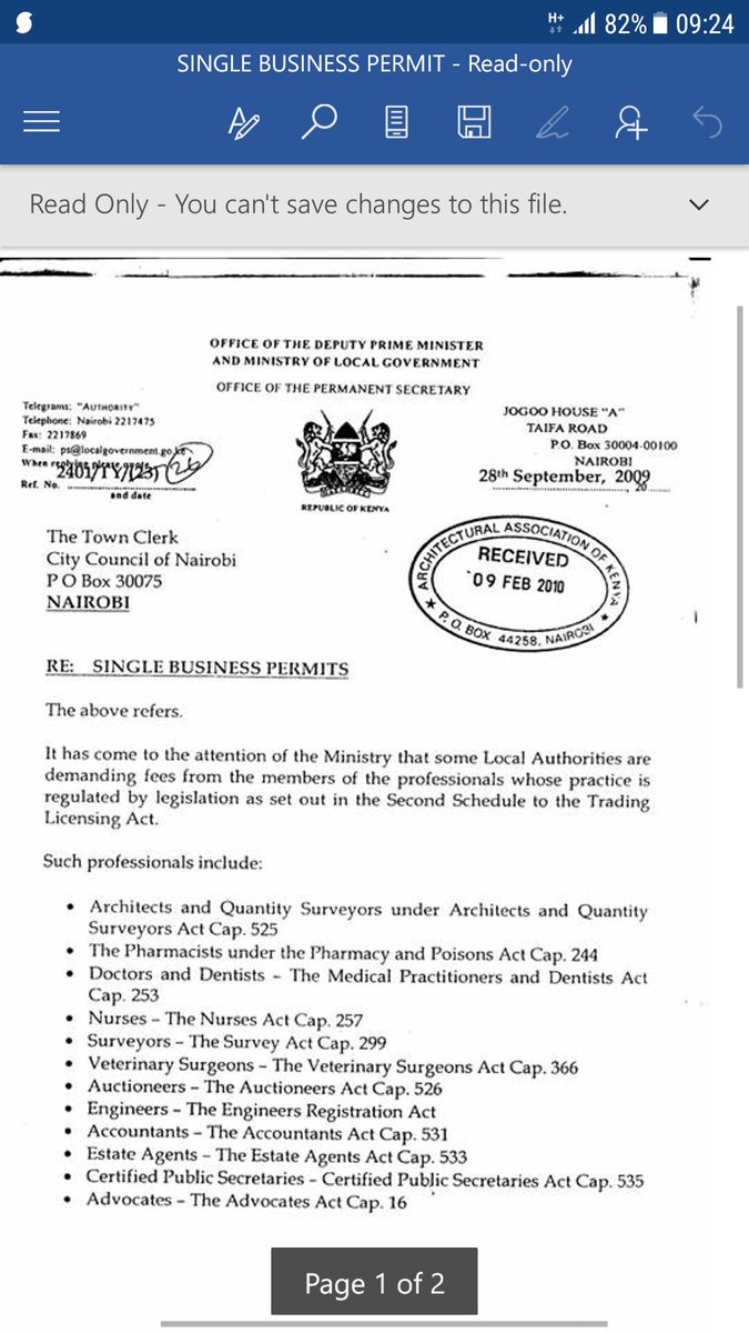 simonkigondu's tweet photo. On Single Business Permit - Professionals shall not be double taxed by Govt. Let @NairobiCounty stop harassing medical practitioners @kmpdu https://t.co/3eAKvPWgPO