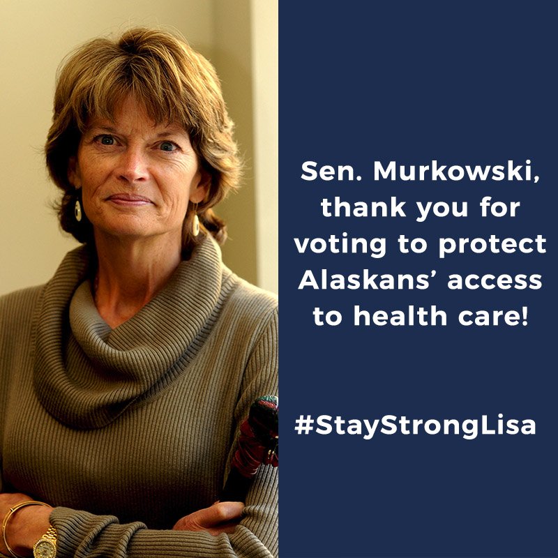 YoungInvincible's tweet photo. @VaughnHillyard Thank you Senator @lisamurkowski. You're a hero in our book. #MurkFanClub #NastyWoman #ProtectOurCare https://t.co/Cd6gKJjXs7