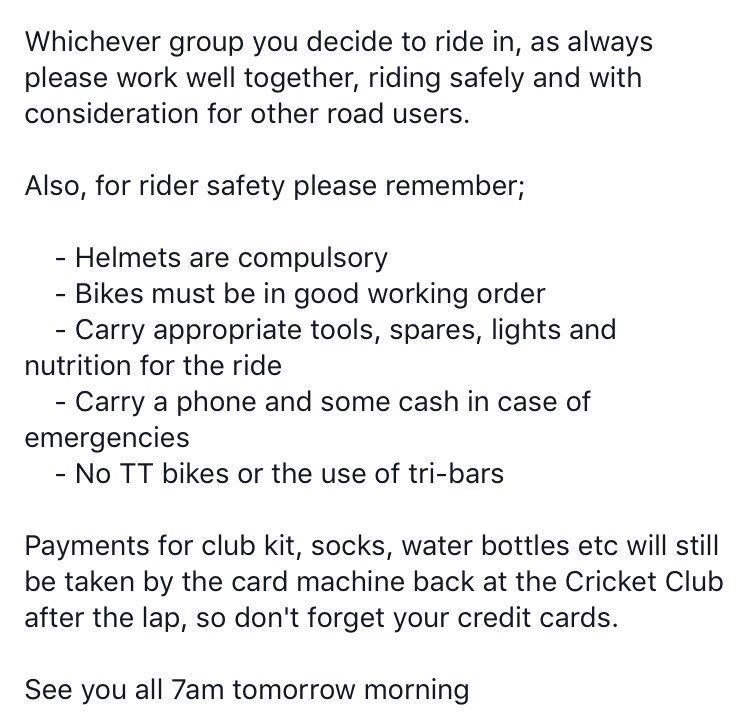 SAScycleclub's tweet photo. Every Saturday - SAS Lap of the Laps.
7am Ashton Way car park
#collectivecycling
#LOTL https://t.co/B73rNVQxu6