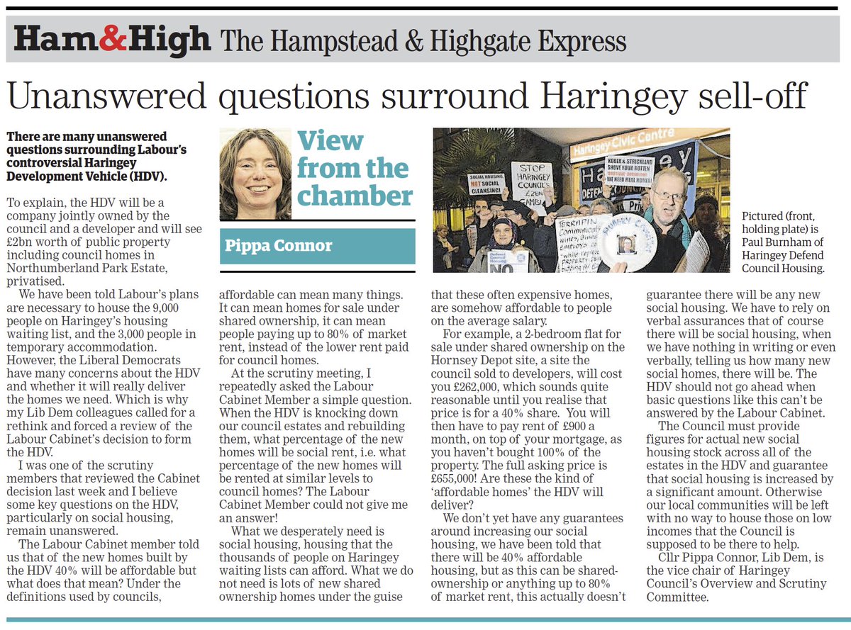 #HDV | Cllr <a href="/pippaconnor/">Pippa Connor</a> asks—again and again—What % of new #HDV homes would be for social rent? and, What does affordable #HDV really mean?