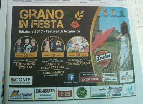 28-29-30 luglio..beviamo #fuoridalbranco con #AmaroSilano ad #AcquaricadelCapo, #Lecce!!! 
#Granoinfesta2017 #musica #taranta #salento