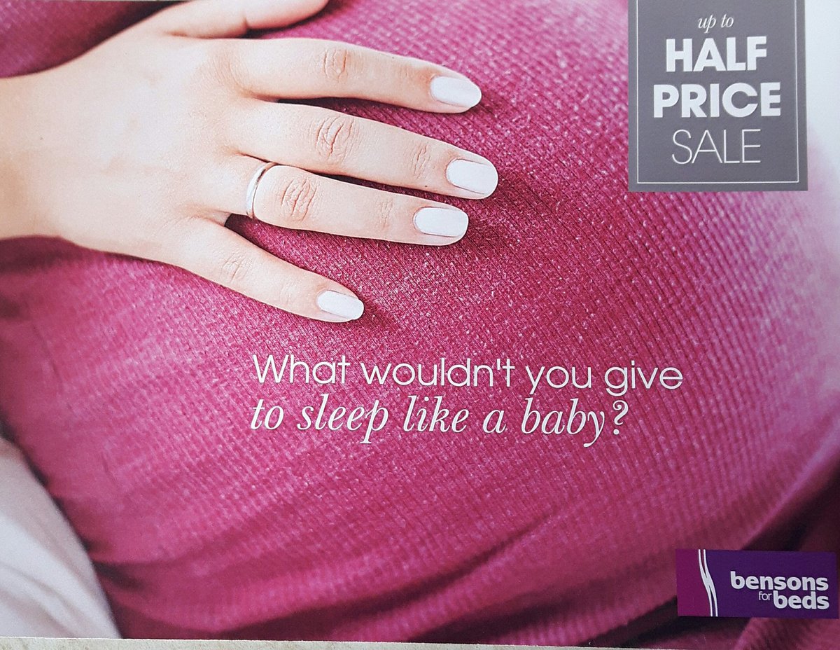 LauraIrwin84's tweet photo. When 1 in 6 pregnancies end in misscarrage do you really think this is a good marketing idea @BensonsForBeds #notwhatiwanttocomehometo https://t.co/7TqrsUBiTn