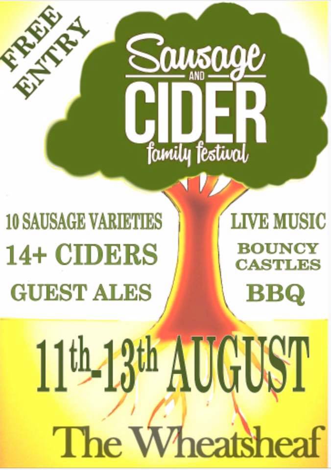 wheatsheafchelt's tweet photo. Come along to our #SausageandCider festival 11-13 Aug. Music, bouncy castle, 14+ ciders and 10 sausage varieties! https://t.co/8FbgvCAo7U https://t.co/wYJTZS5IBD