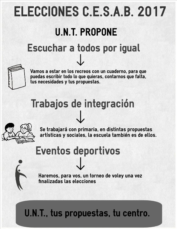 UNTcesab's tweet photo. ¡Arrancó la campaña! Te dejamos algunas razones por las cuales queremos ser la nueva gestión, tu voto es importante, tus ideas también. https://t.co/Q71o4dBKMt