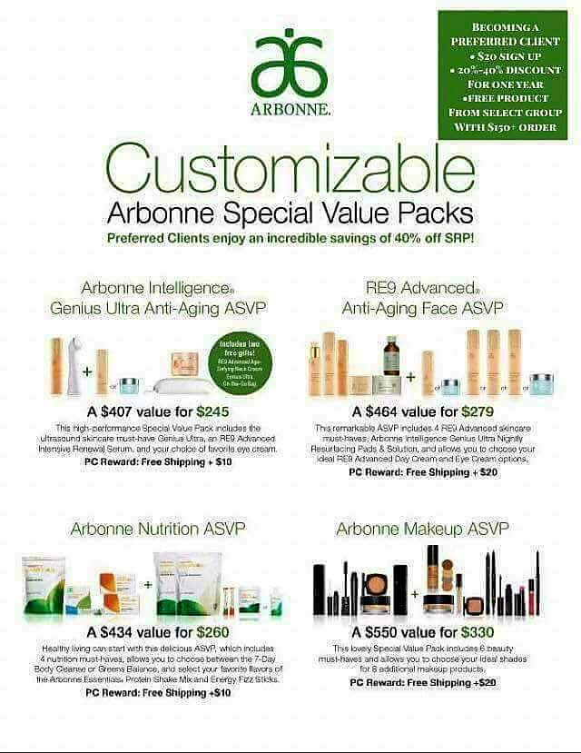 LuzMaH_arbonne's tweet photo. ✔ out Customizable Arbonne Special Value Packs for Preferred Clients 40%OFF!! #preferredclient #discount #freeproduct #vegan #health #beauty https://t.co/3miLxrDeXf