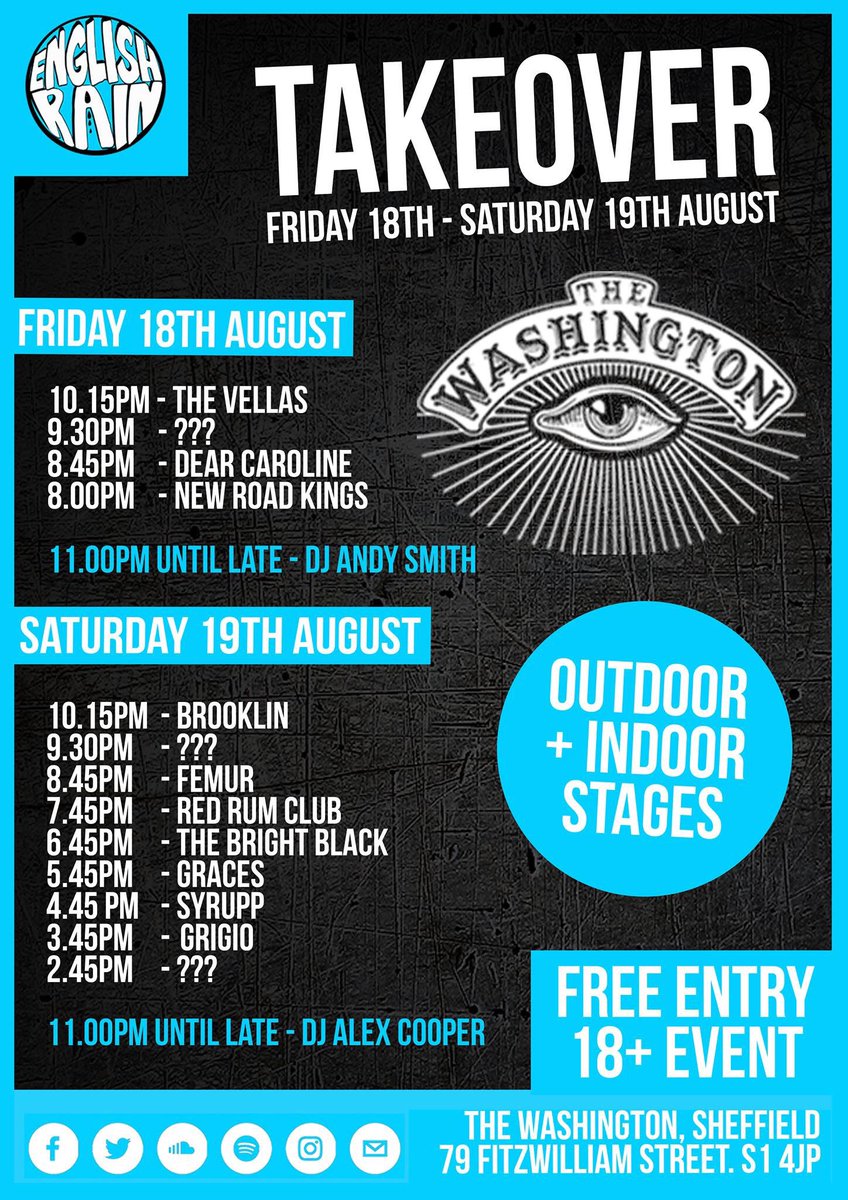 Very excited to be playing such a great line up for the <a href="/EnglishRainUK/">English Rain</a> takeover at @washingtonsheff next Saturday✌🏼