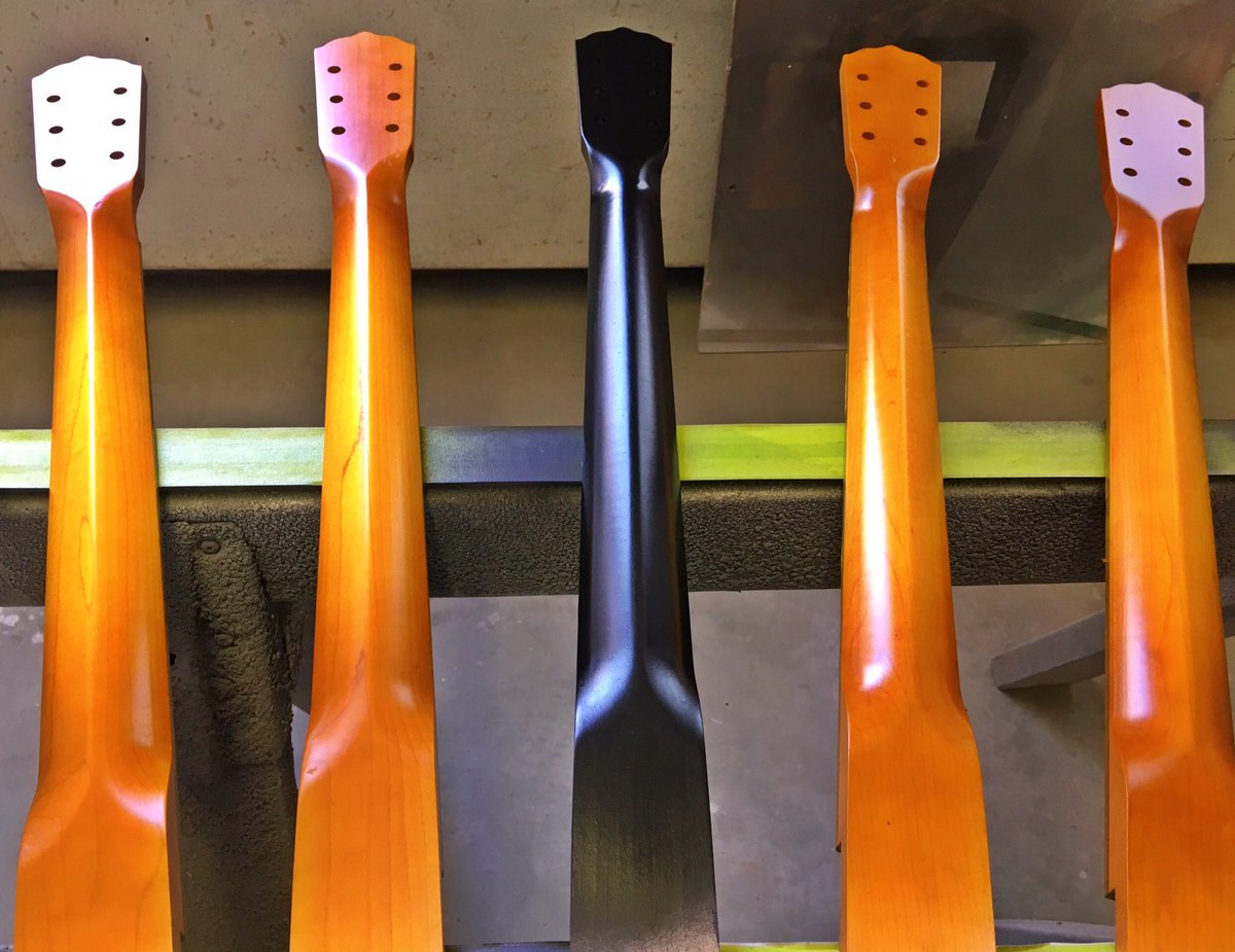 DaddyMojoGuitar's tweet photo. Spray-booth confidential: the odd man out episode... #Maple #Luthier #cbg #DaddyMojo #HandMade #MadeinCanada #MileEnd #Montreal #Guitar https://t.co/oKWEt4PANv