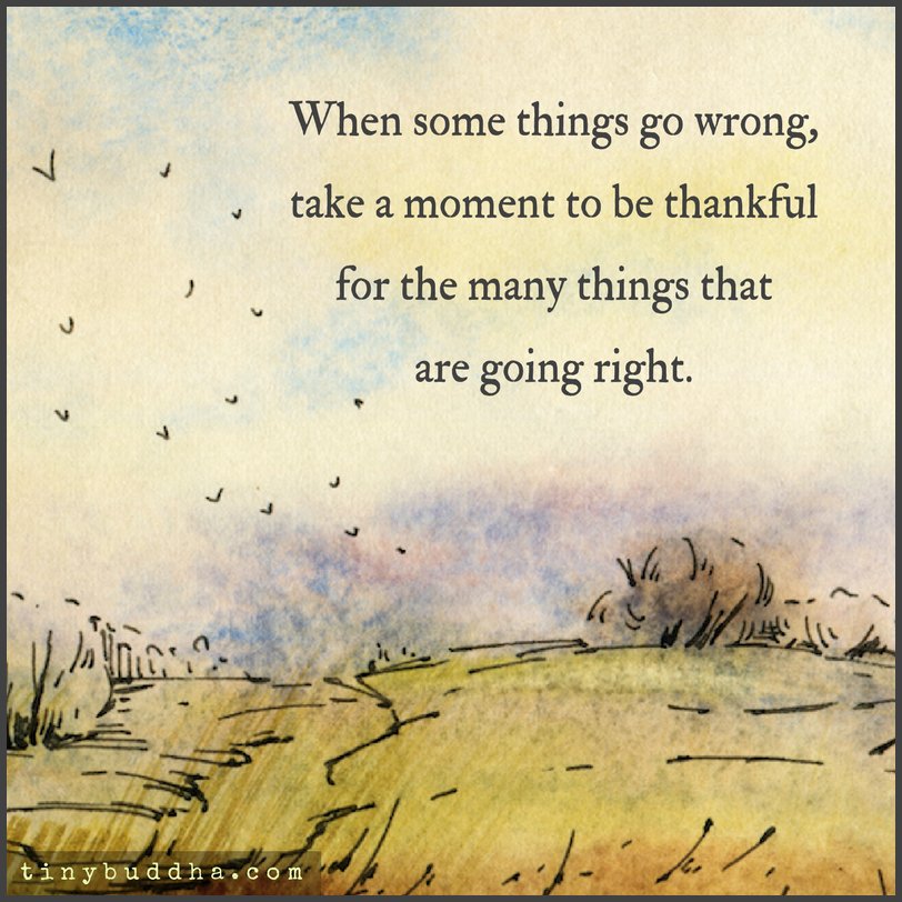 tinybuddha's tweet photo. When some things go wrong, take a moment to be thankful for the many things that are going right. https://t.co/XFNPTljm06