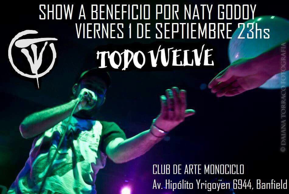 Show a #beneficio por Naty. Viernes 1 de Sept. En el Club de Arte Monociclo. Hipólito Yrigoyen 6944, Banfield