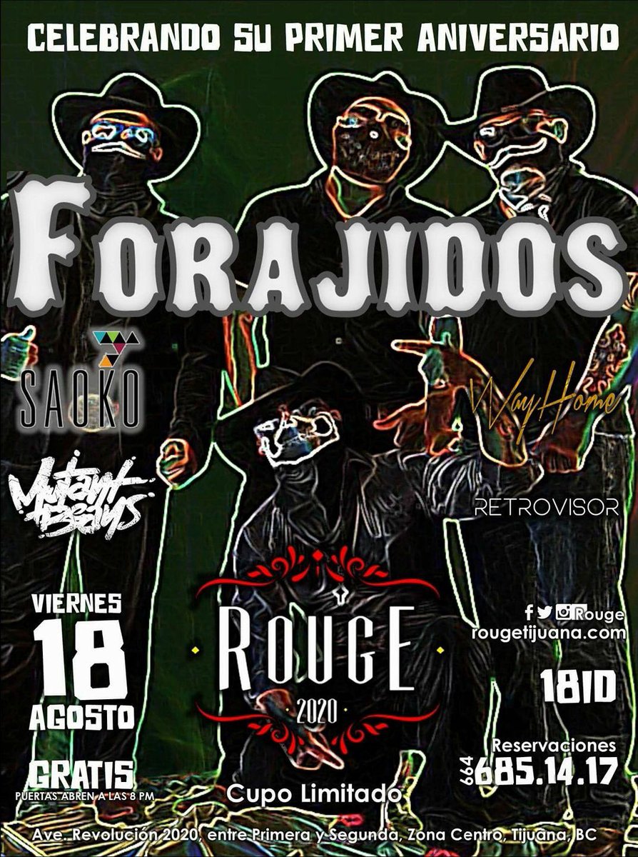 retrovisor_of's tweet photo. Amigos, para invitarlos a @RougeTijuana el viernes 18 de agosto donde estaremos compartiendo escenario con bandas locales. ¡Ahí los vemos! https://t.co/gLxbFuWVSe