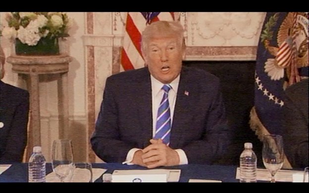 markknoller's tweet photo. Dismisses those who say his rhetoric raising tensions. Says they say it "because it's me." Says millions "so happy" he's sticking up for US. https://t.co/kISvAVGvdL