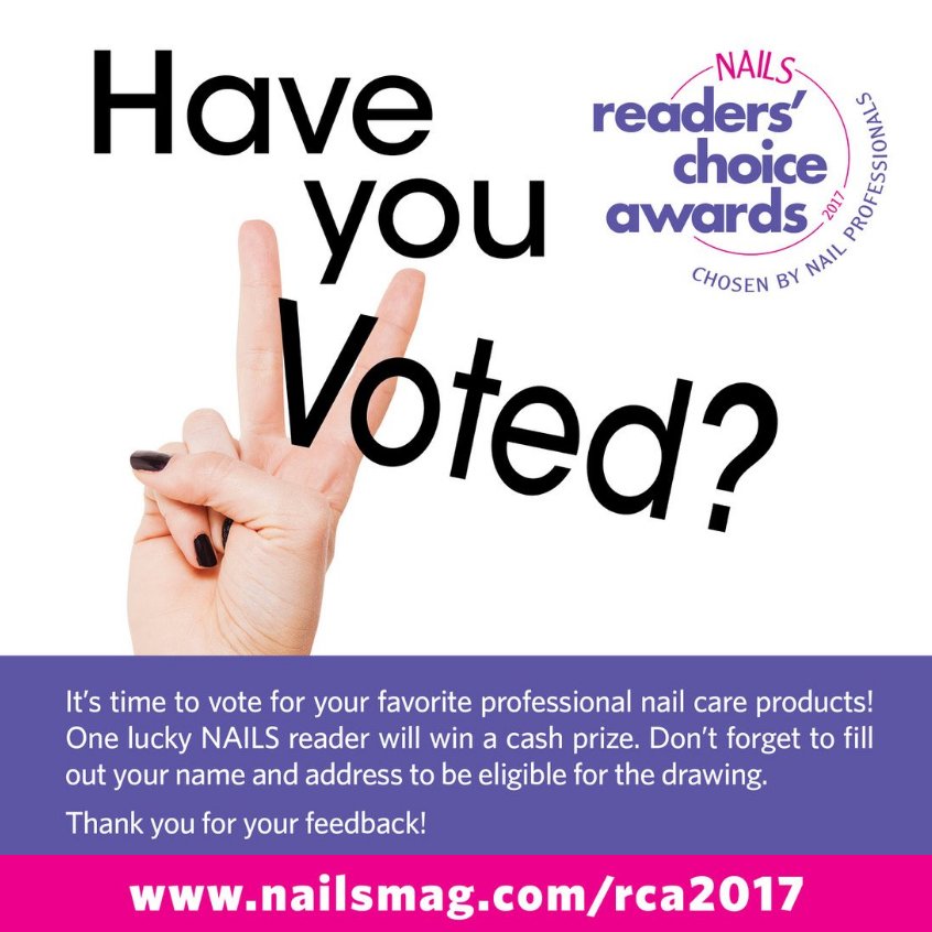 Last day to vote for your favorite professional nail products! surveymonkey.com/r/RCA-2017