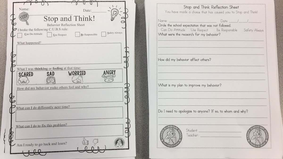 J_Gray78's tweet photo. Stop and Think sheets ready if they need to be used (hope not!) #PBIS #teachingbehavior #backtoschool2017 https://t.co/8OGeYoJK3k