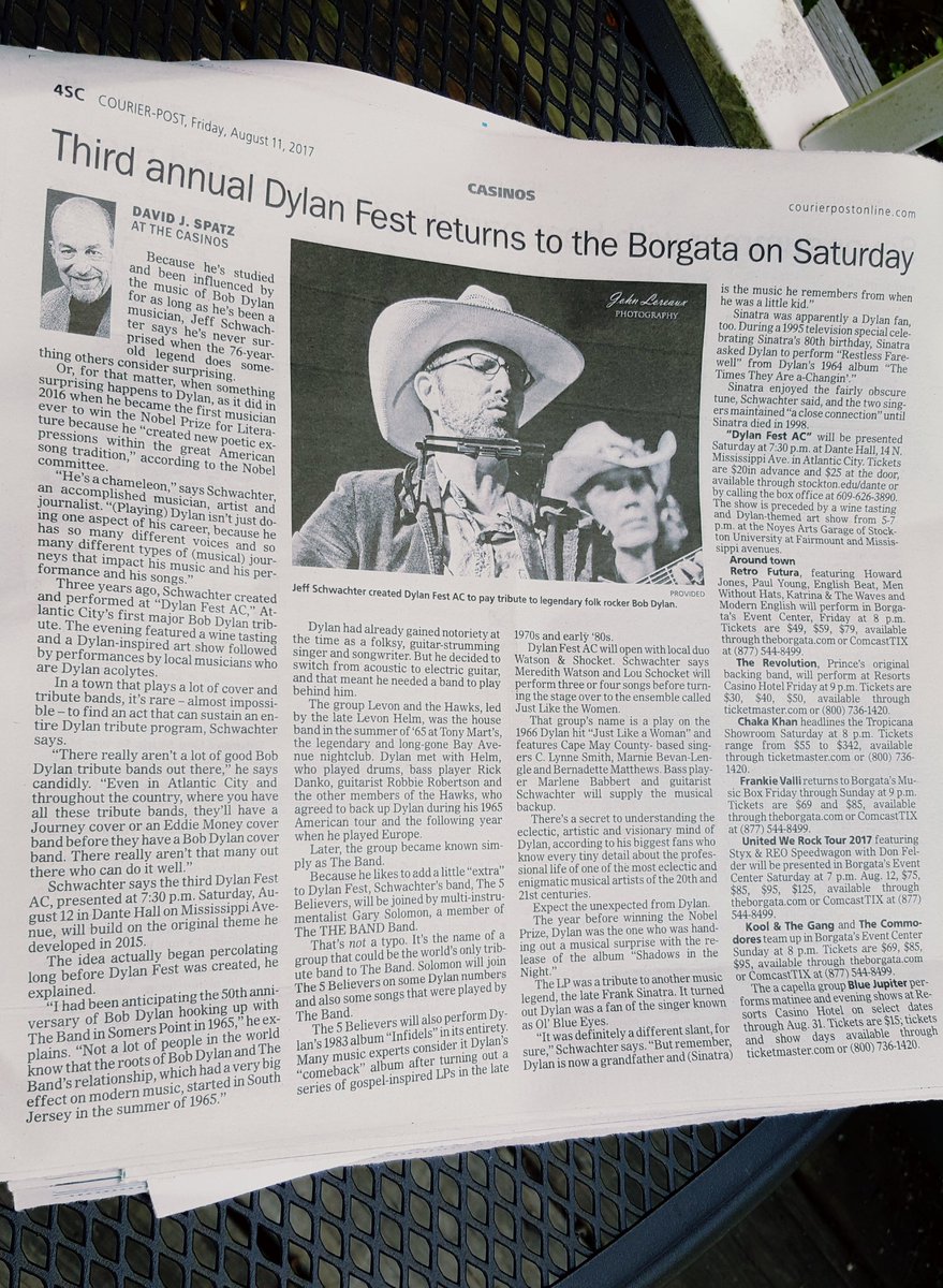 Dylan_Fest_AC's tweet image. Thanks @cpsj / David Spatz for  article re @Dylan_Fest_AC but show is not at @BorgataAC and this headline is #FakeNews ! Show @ @DHTheater