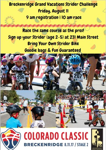 Breckenridge Grand Vacation Strider Challenge - Friday, August 11th! Register at 9am, Race at 10am! <a href="/GoBreck/">Breckenridge, Colorado</a> @CoClassicPro