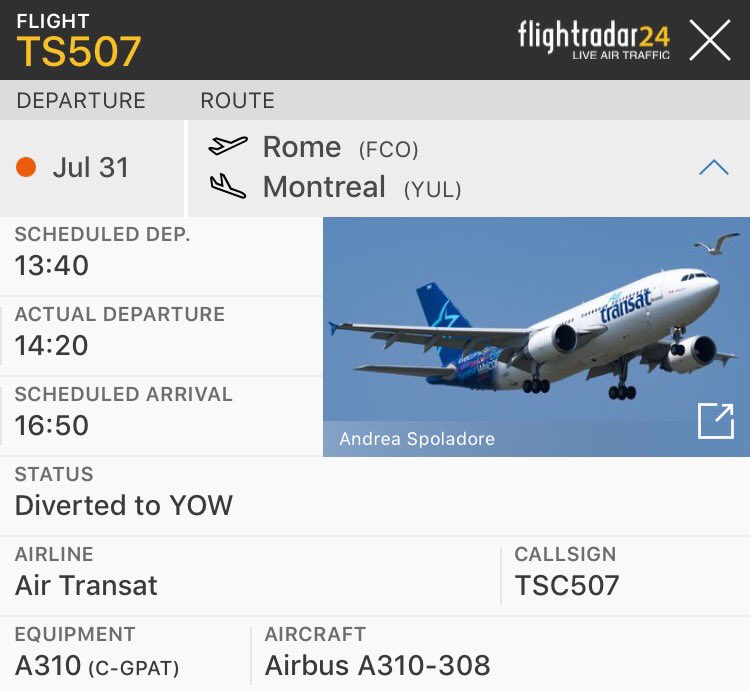 TomPodolec's tweet photo. .@AirTransat's response to @CTA_gc request for details regarding diversion of #TS507 from Rome & #TS157 from Brussels to #Ottawa on July 31. https://t.co/cG0Sdo3ook