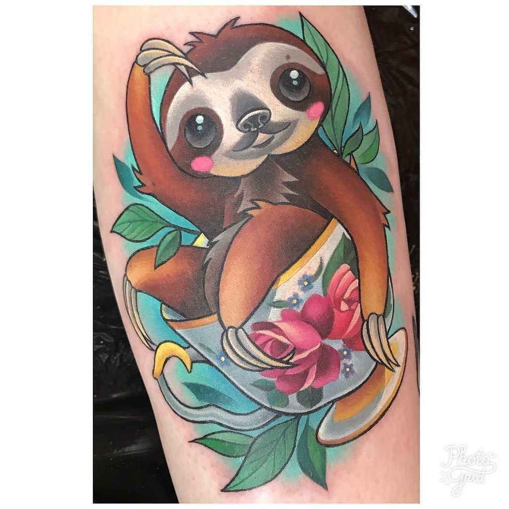 baby sloth tattoo by tattoo andy  Bush Warriors