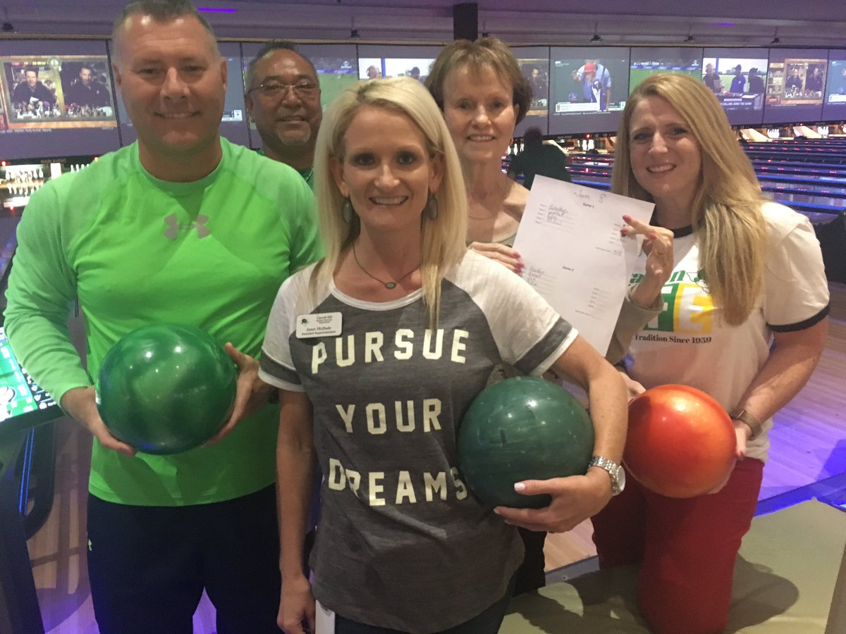 Carrollisd's tweet photo. Team building down the lanes. Great fellowship at Admin Retreat #GameOnDragons https://t.co/keSPrTL1tl
