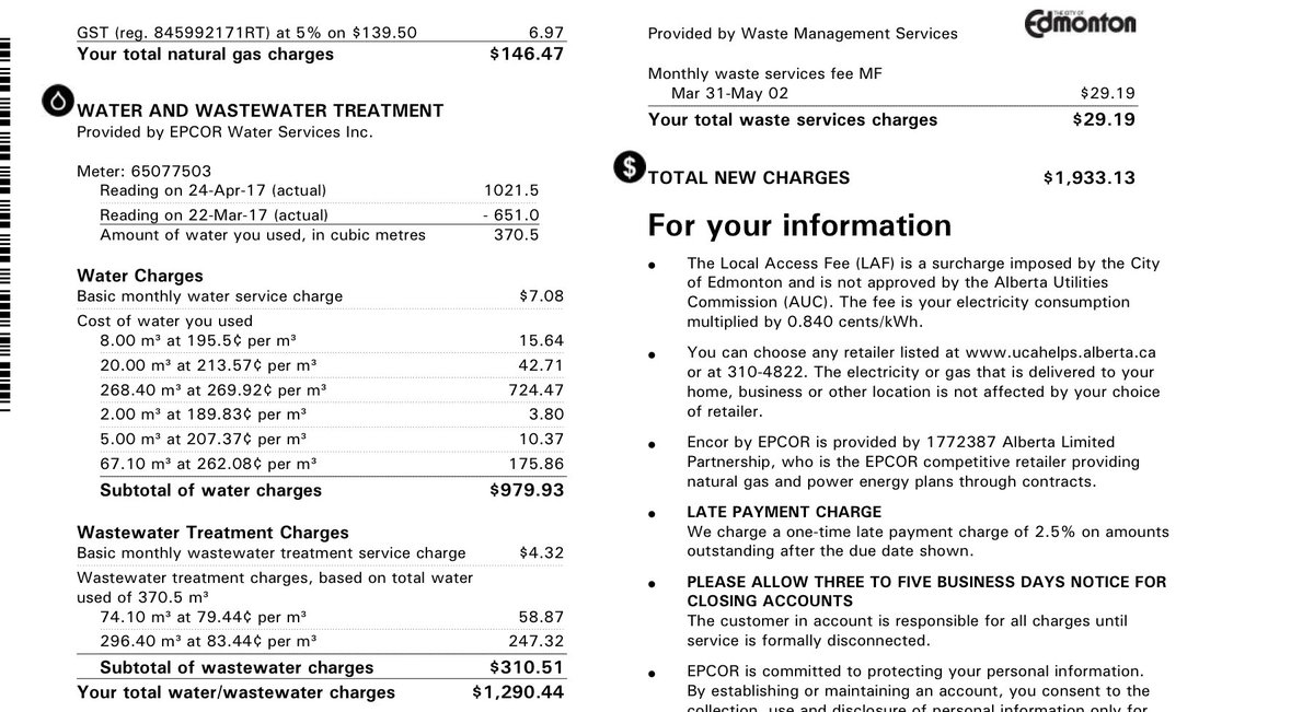 ktella_mg's tweet photo. @EPCOR is claiming we used over 400 cubic meters of water in a month ($2000) &amp; refuse to accept proof it's not our home?! #monopoly #yeg https://t.co/kszRT2sZQ4