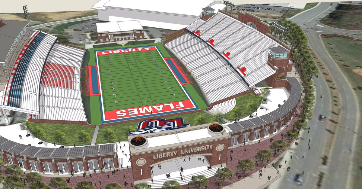 JerryFalwellJr's tweet photo. Excited to announce the expansion of Williams Stadium, which will allow up to 25,000 fans to watch @LibertyFootball https://t.co/V67bi7Wvnw https://t.co/FUuFQtrIHZ