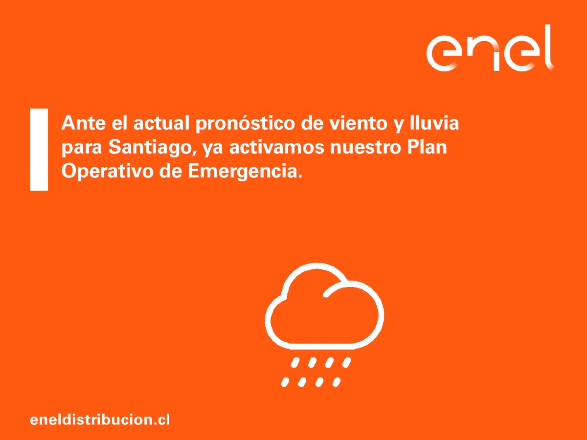 Enel_Informa_CL's tweet photo. Activamos nuestro Plan Operativo de Emergencia. https://t.co/zNIpdsYrKm