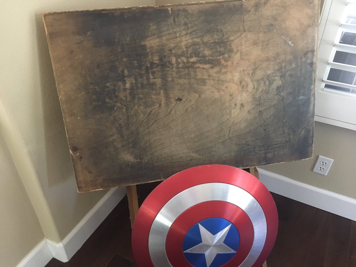 Kirby4Heroes's tweet image. . @Marvel My grandfather's drawing board today and his shield!  Please join the Cap and Donate to @heroinitiative ! #Kirby100