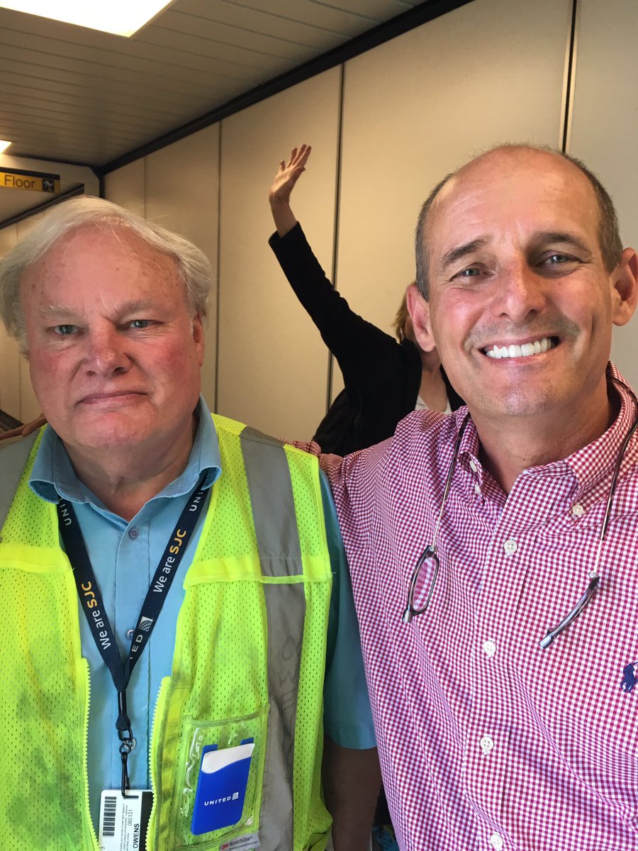 Sam Owens a 40 year pro in team SJC!  And a excited customer ready to fly the friendly skies of UA!  @weareunited #SJCrocks