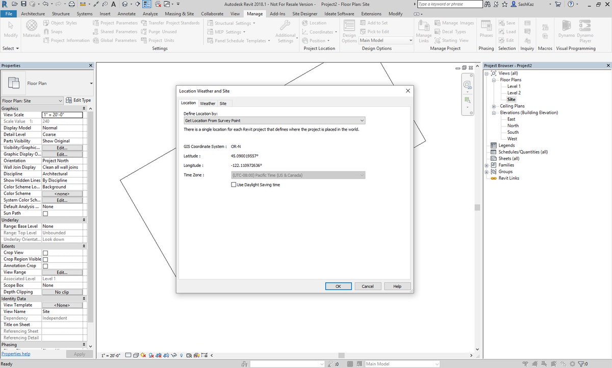 #Revit 2018 has the option to use Geo-Referenced data from a CAD file used to Acquire Coordinate data buff.ly/2vG4cN8 by <a href="/sashpdx/">Sash Kazeminejad</a>