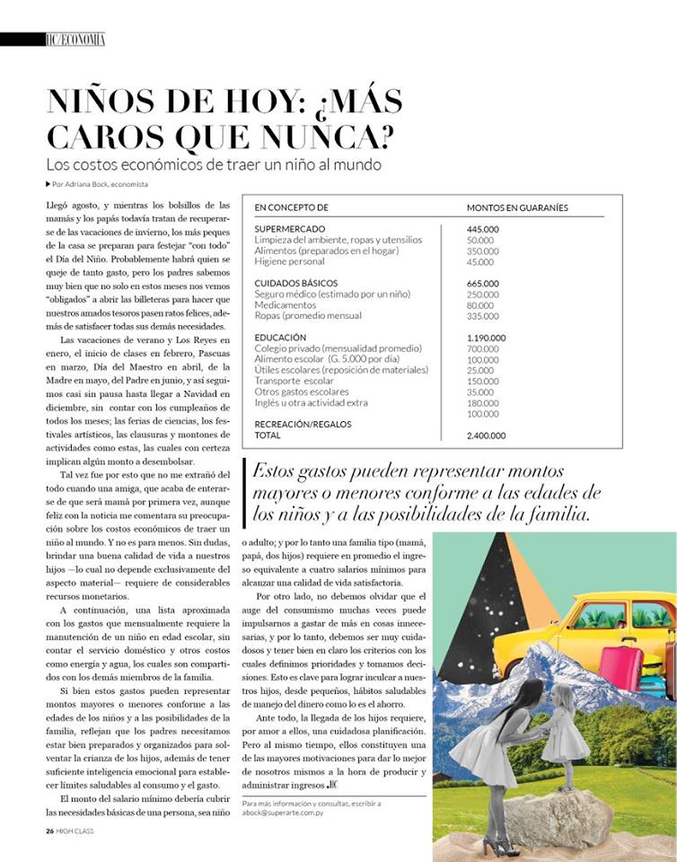 superartepy's tweet photo. Leé esta edición de la @RevistaHC, la Econ. @adribock habla sobre "Los Niños de Hoy: ¿Más caros que nunca?" 
#HighClassAgosto https://t.co/tq8eYgs3gx