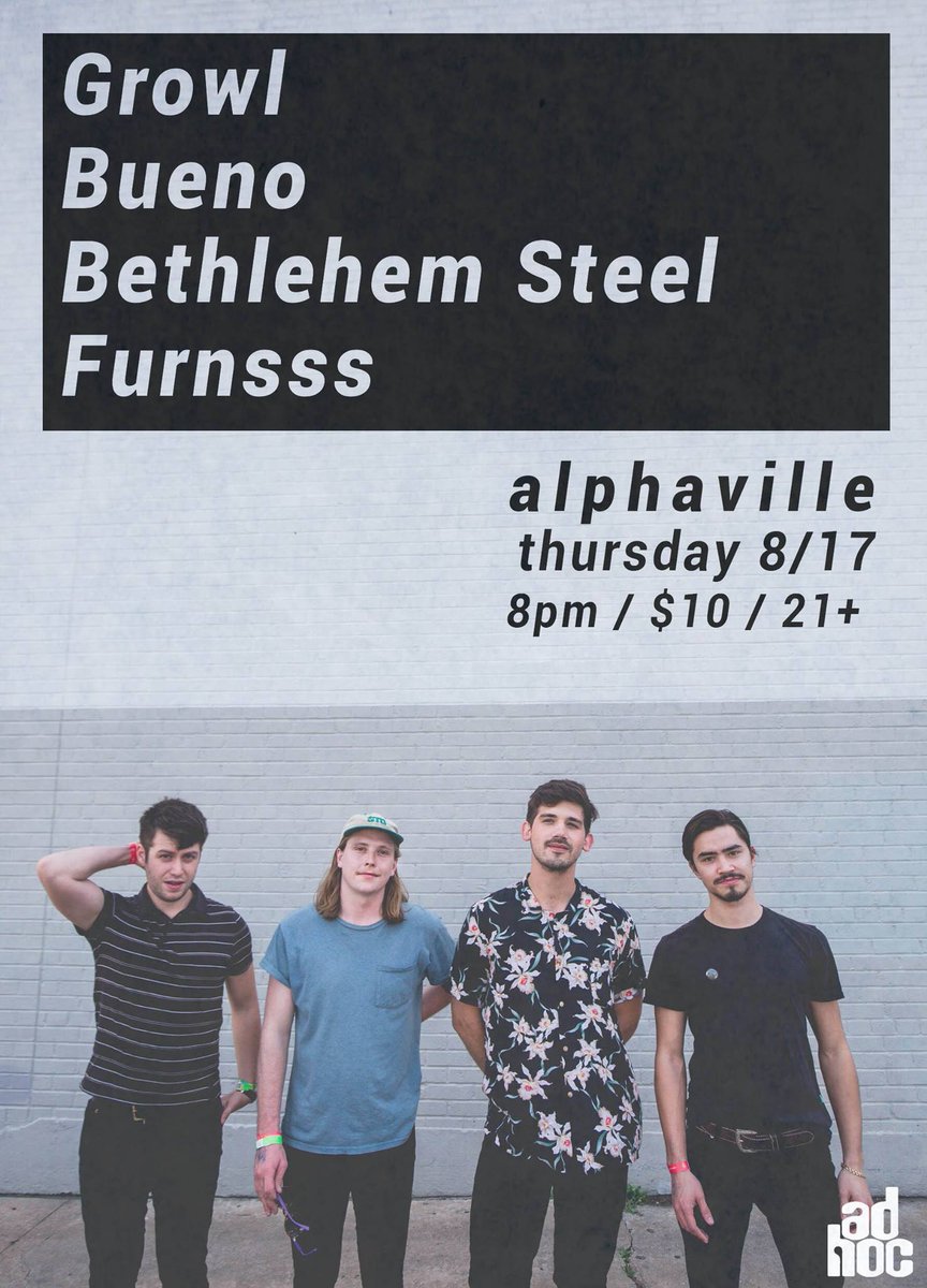 adhocfm's tweet photo. stacked show~ @growlsounds w/ @buenonyc, @bethlehem_steel and @furnsssct at @alphavillebk 8/17 !! 😸💪

grab tix!~ https://t.co/ViBOrXmxOH https://t.co/0Ewu98UPFb