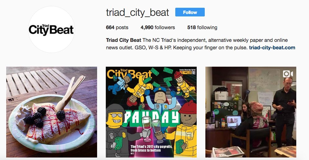 Triad_City_Beat's tweet image. HEY! We're about to break 5,000 followers on Instagram (wait, that's more than Twitter 🤔). Help us get there by following and/or retweeting!