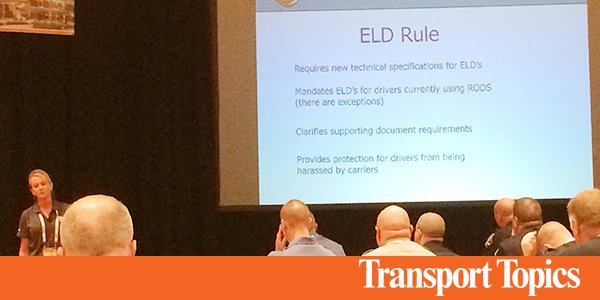 Hear what <a href="/FMCSA/">FMCSA</a> had to tell safety inspectors about ELDs during a session at #NTDC2017 Wednesday. <a href="/TRUCKINGdotORG/">American Trucking</a> bit.ly/2wveyNK