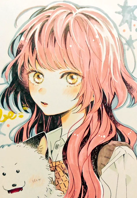 その色紙1部。これは加工してるけど持ってるコピック全部死んでて最近の色紙いつも同じ3色くらいになってしまう😭買うかな〜新しいの〜 