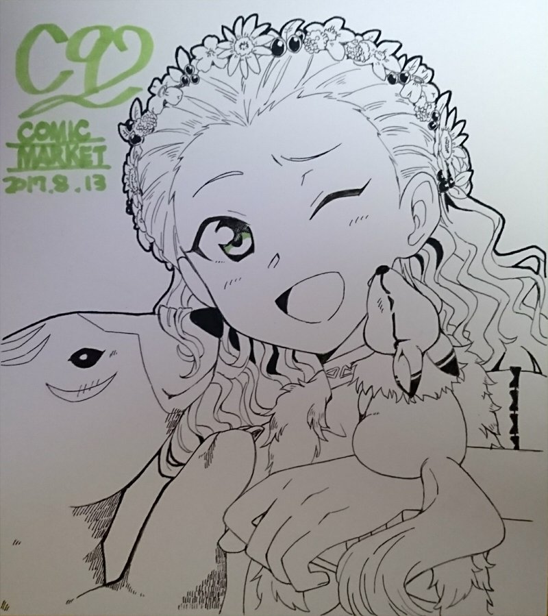 C92に持ってく色紙～。多分今回は2枚。前日とか言ってたけど描けたからあげときやす。関ちゃんと熊とリス。 