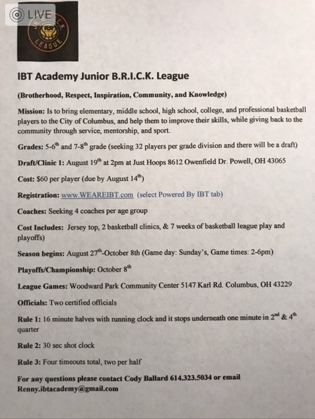 allohioblack17's tweet photo. @ibt_ Jr. B.R.I.C.K. LEAGUE 
👉 Sign Up Now @ https://t.co/OuRdTtZPYS
Best Youth Prospects In Central Ohio 👌 Deadline 8/14/17 https://t.co/7XF1o523DE
