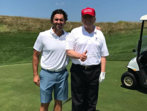 ralesch's tweet image. Trump golfed again today. Photo shows his cart on the green - a major violation of golf protocol! Nobody does that! #resist #TrumpBehavior